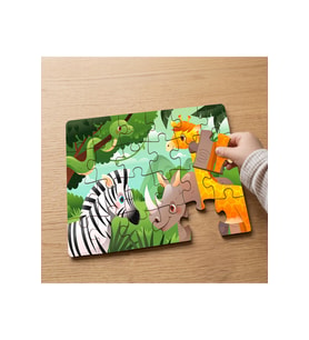 Safari Hayvanları Tasarımlı 24 Parça Ahşap Çocuk Puzzle MPK0104