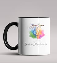 Kişiye Özel Resim Öğretmeni Tasarımlı Siyah Renk Kupa Bardak 4 (Siyah)