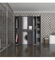 Kenzlife çamaşır-kurutma makinesi dolabı ve giysi dolabı çekmeceli ebuzer sağ raf gri 187*160*60  banyo (Beyaz)