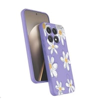 Coverzone Xiaomi M?15T ?le Uyumlu Y�ksek Kalite �zel Tasar?m Kadife ?� Y�zey Silikon Lansman Telefon K?l?f? Lila-�icekler