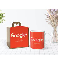 BK Gift Kişiye Özel Ahşap Kutuda Google Plus Tasarımlı Beyaz Kupa Bardak-1