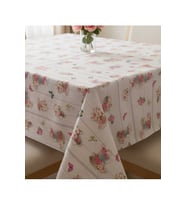 Masa Örtüsü Çiçek Desen 140x150 cm Elyaf Tabanlı Yeni Model Masa örtüsü (Beyaz)