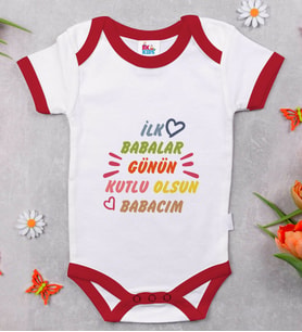 BK Kids İlk Babalar Günü Tasarımlı Kırmızı Bebek Body Zıbın-1