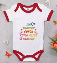 BK Kids İlk Babalar Günü Tasarımlı Kırmızı Bebek Body Zıbın-1