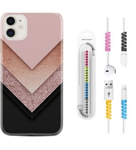 Apple iPhone 11 12 13 Mini Kılıf Kablo Koruma Spiral Silikon Great Marble 1405