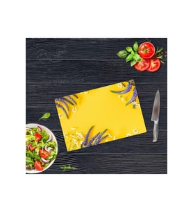 Saban Sarı Karanfil  Cam Kesme Tahtası - Cam Kesme Tablası  30cm x 40cm