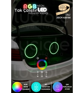 Şerit LED 2’li 20cm RGB Neon Hoparlör Kapağı  Uzaktan Kumandalı LED Efektli Midrange Aydınlatma  Modifiye