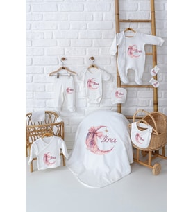 Pia Baby Premium %100 Pamuk Yenidoğan Bebek Hediyesi Kız 10 Parça Hastane Seti 5065-01 (Krem)