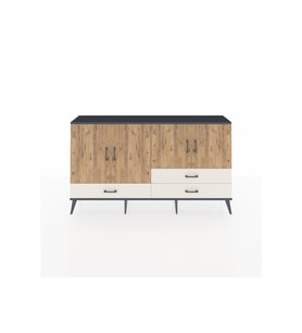 Arges Konsol 5 Raflı 3 Çekmeceli 4 Kapaklı 176x30x99 Antrasit-Çam/Aytaşı