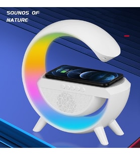 Bluetooth Ses Led Renkli Atmosfer Gece Lambası Çok Fonksiyonlu Kablosuz Mobil Şarj Cihazı