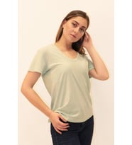 Rich Kadın Organik V Yaka T-shirt %100 Pamuk Tişört