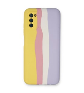 Samsung Galaxy A03s Kılıf Ebruli Lansman Silikon - Sarı-mavi