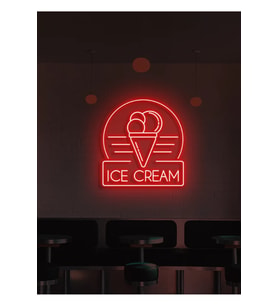 ICE CREAM Yazılı ve Şekilli Neon Tabela