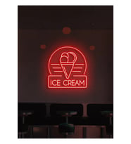 ICE CREAM Yazılı ve Şekilli Neon Tabela