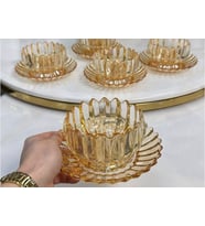 12 Parça Lux Kesme Tabaklı Kase Sunum Seti (RoseGold)