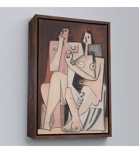 Çerçeveli Pablo Picasso - Adam ve Kadın Soyut Tablosu - Homme et Femme (Altın)