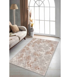 Tarçın Damask Desen Kaymaz Tabanlı Dekoratif Halı AL006 - 100 x 160 cm