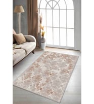 Tarçın Damask Desen Kaymaz Tabanlı Dekoratif Halı AL006 - 100 x 160 cm