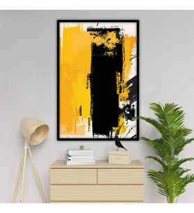Yellow Black - Yağlı Boya Dokulu Tablo