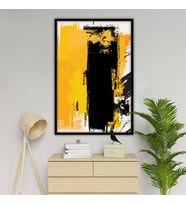 Yellow Black - Yağlı Boya Dokulu Tablo