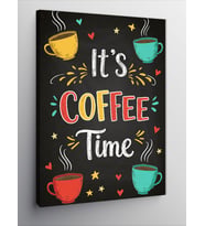 Kanvas Tablo It’s Coffee Time ve Renkli Fincanlar