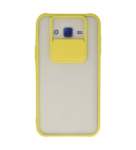 Galaxy J7 Kılıf Palm Buzlu Kamera Sürgülü Silikon - Sarı