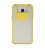 Galaxy J7 Kılıf Palm Buzlu Kamera Sürgülü Silikon - Sarı
