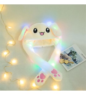 Hareketli Işıklı Tavşan Kulak Peluş Şapka