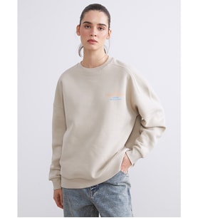 LCW Vision Bej Baskılı Oversize Kadın Kalın Sweatshirt