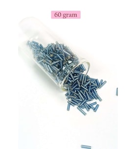 Uzun Boru Kesme Boncuk Çap 2mm Uzunluk 10 mm - 60 Gram - Camgöbeği Mavi - BNC267