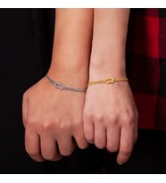 Düğüm Çift Rodaj/Gold Bileklik- 925 Ayar Gümüş