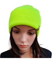 Piercingli Kışlık Bere (Neon Sarı)