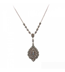 Aşina Gümüş - Badem Elmas Montür Swarovski Taşlı Kolye Sevgiliye Hediye