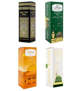 Kabe Örtüsü Kokusu Mescidi Aksa Kokusu Uhud Kokusu ve Medine Ravza kokusu Sprey 400 Ml.