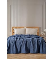 %100 Pamuk Pike Tek Kişilik, Waffle Bordür Desenli Yatak Örtüsü, Hafif Yazlık Pike, Denizli Üretimi Kaliteli Yatak Örtüsü (Koyu Mavi Tek Kişilik Pike 160x220 cm)