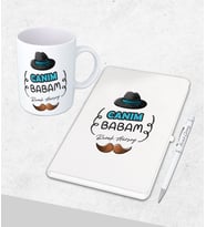 Kişiye Özel  Babalar Günü Hediyesi Defter& Kupa   &Kalem Seti