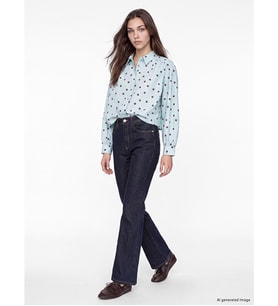 LCW Modest İndigo Yüksek Bel Flare Kadın Jean Pantolon