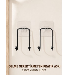 2 Adet Çok Amaçlı Yapışkanlı Askı Ev Mutfak Banyo Düzenleyici