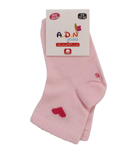 Kız Çocuk Pembe Fuşya Kalp Desenli Patik Çorap