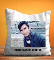 Resimli baskılı mesajlı yastık kılıfı