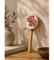 Ahşap Çocuk Davulu Marakas Ritim Oyuncağı Montessori Eğitici Müzik Aleti Doğal Ahşap 20 cm