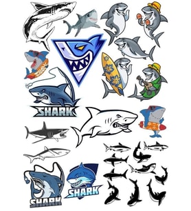 Köpek Balığı Sticker Set 21 Parça Telefon, Tablet, Defter, Laptop Sticker