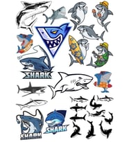 Köpek Balığı Sticker Set 21 Parça Telefon, Tablet, Defter, Laptop Sticker