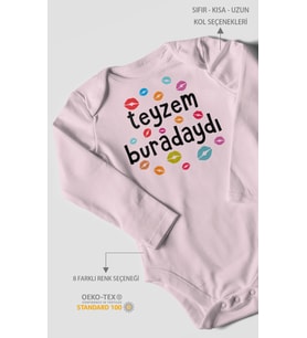 Teyzem Buradaydı Baskılı Bebek Zıbını – Çıtçıtlı Body  %100 Pamuk Uzun Kol (Bebek Pembesi)