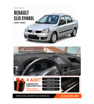 RENAULT CLİO SYMBOL AİRBAGSİZ (2002-2008) Uyumlu Torpido Örtüsü Torpido Kılıfı - Siyah
