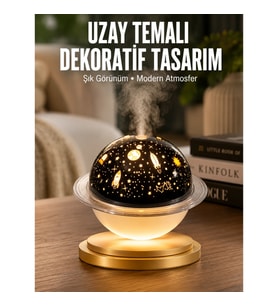 Mey İthalat® Aromaterapi Hava Nemlendirici Gece Lambası Uzay Model Satürn Oda Kokusu