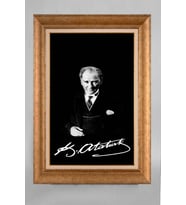 Altın Varaklı Paspartulu Çerçeveli Atatürk Tablo sd716