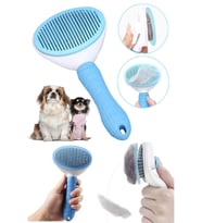 SLİPT Otomatik Temizlenen Tuşlu Evcil Hayvan Fırçası Kedi Köpek Tarağı (Mavi)