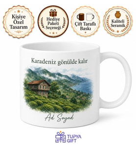 Karadeniz Temalı Tasarım Baskılı Kupa Bardak Hediyelik Porselen Mug