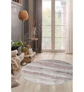 Dijidekor Halı Vizon Cool KY7055 Yıkanabilir Yuvarlak Kesme İnce Yolluk Kilim Salon Halısı Modeli (Açık Vizon)